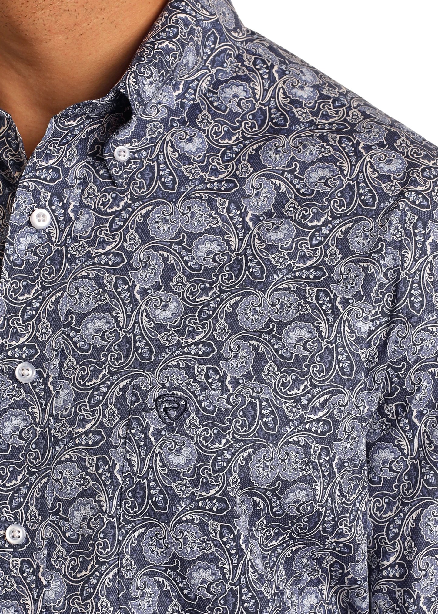 Panhandle CLASSIC FIT NAVY PAISLEY LONG SLEEVE BUTTON DOWN SHIRT