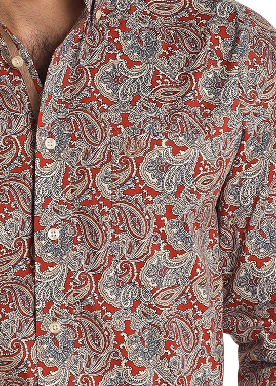 ROUGH STOCK PAISLEY LONG SLEEVE BUTTON DOWN SHIRT