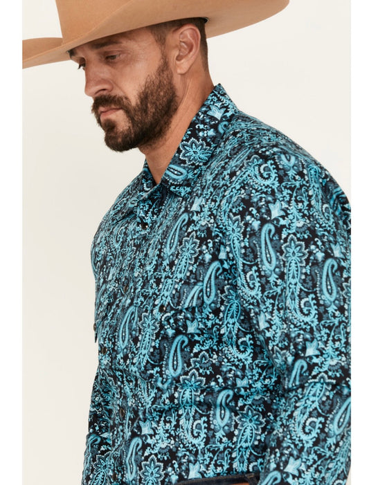 ROCK & ROLL DENIM MEN'S PAISLEY PRINT LONG SLEEVE SNAP STRETCH WESTERN SHIRT