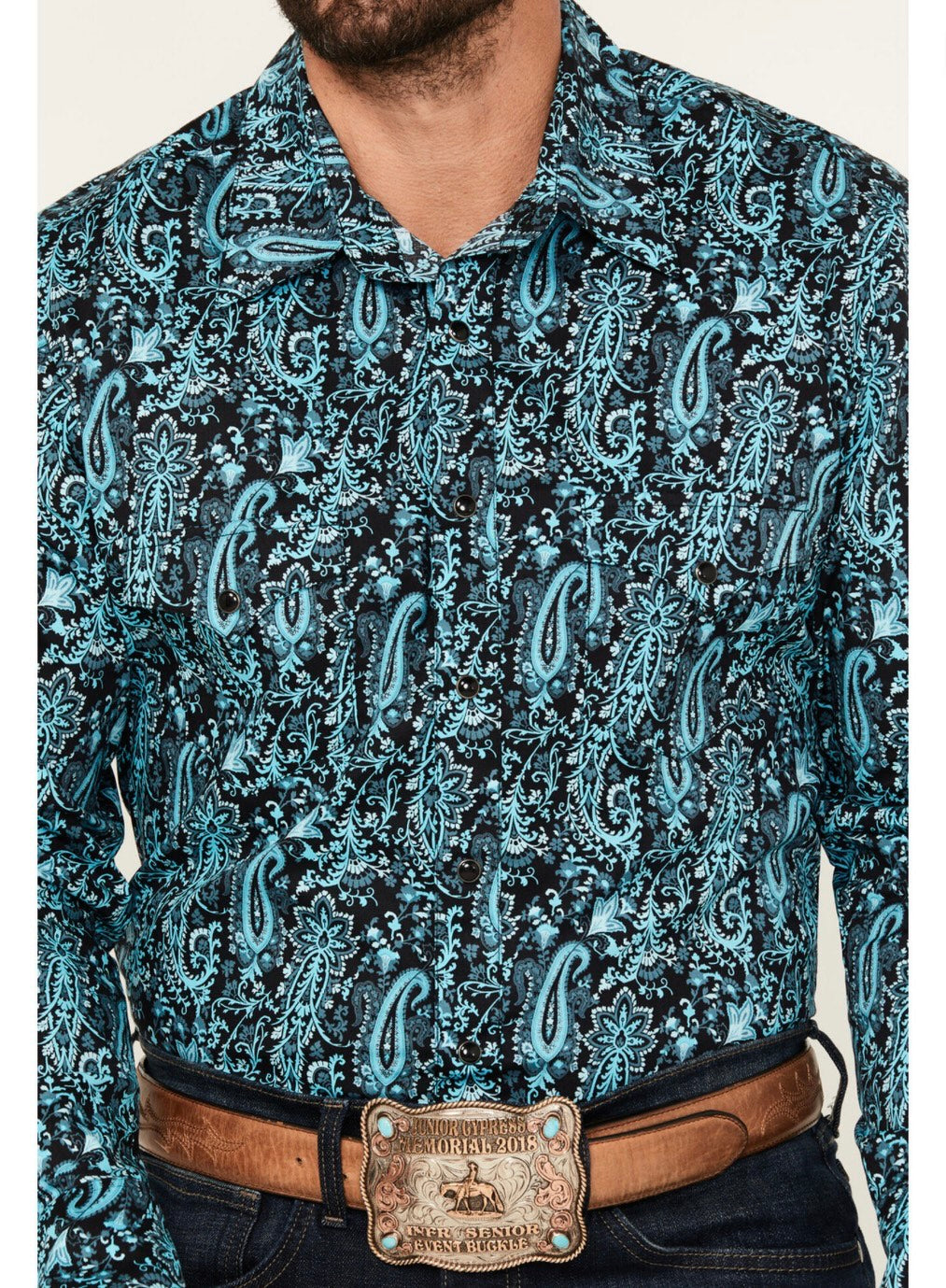 ROCK & ROLL DENIM MEN'S PAISLEY PRINT LONG SLEEVE SNAP STRETCH WESTERN SHIRT