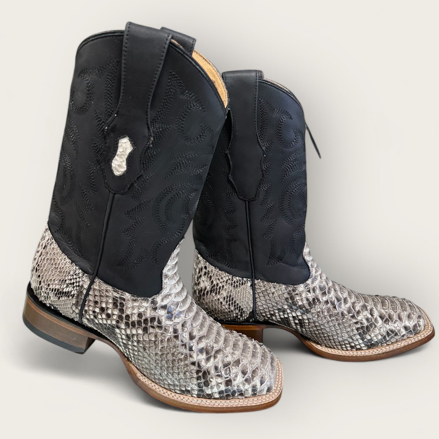 Los Altos Natural Genuine Python Square Toe Boots