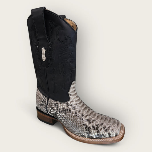 Los Altos Natural Genuine Python Square Toe Boots