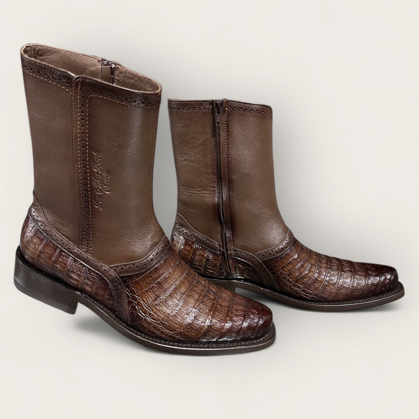 Faded Brown Genuine Caimen Belly  Rooper Boots