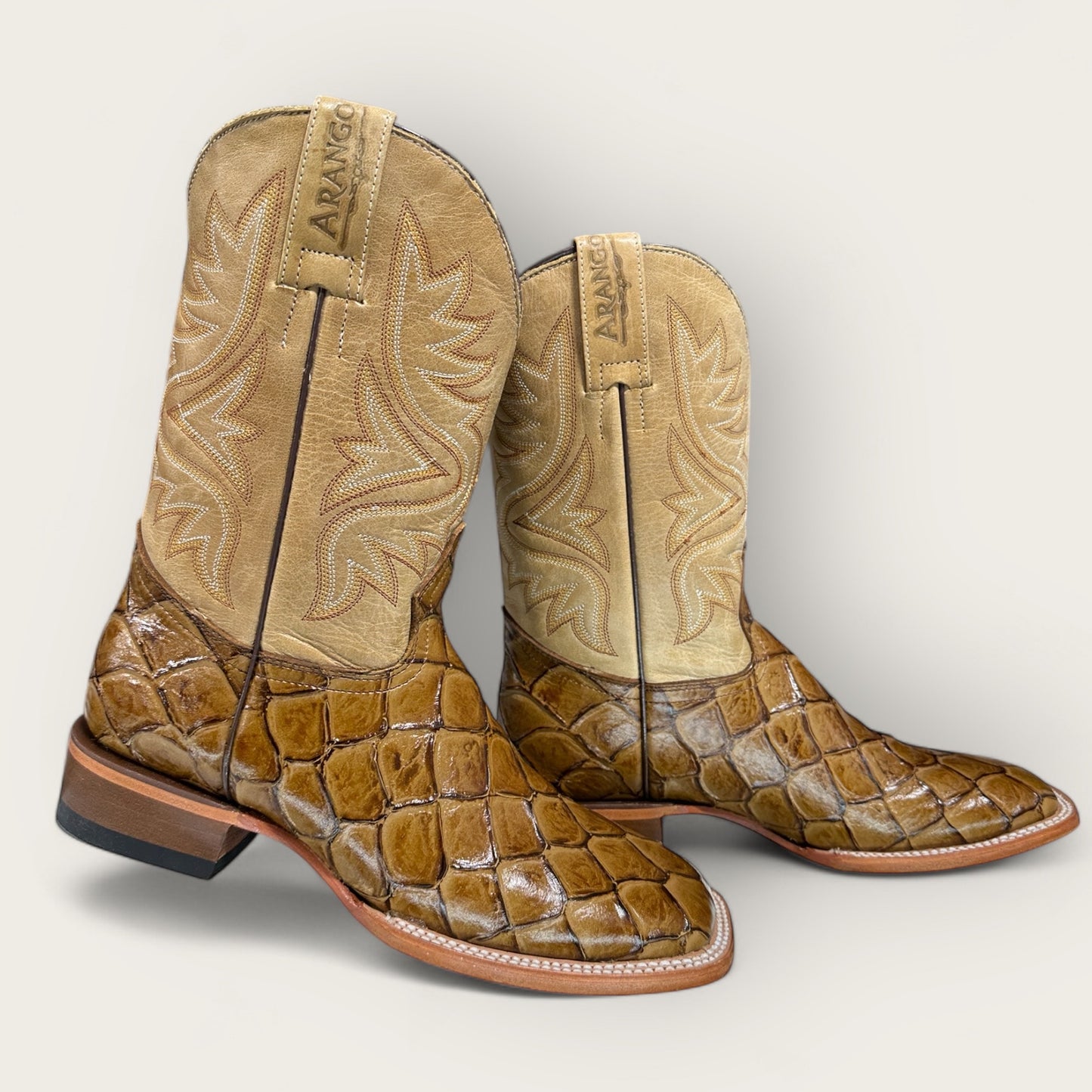 Fish Saddle Pirarucu Square Toe Cowboy Boots