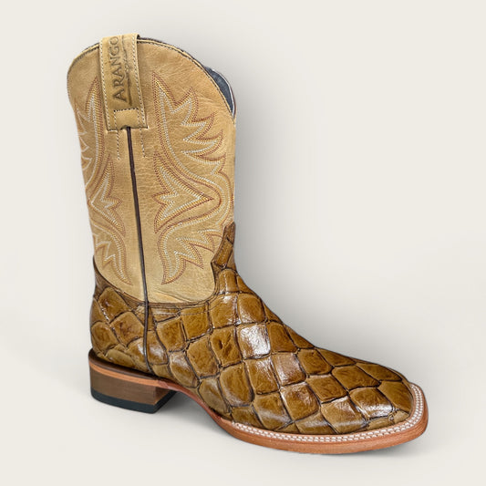 Fish Saddle Pirarucu Square Toe Cowboy Boots