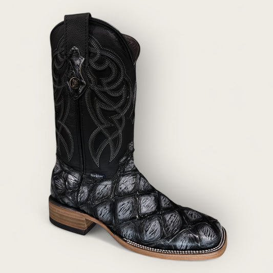 Big Bass Black Safari Pirarucu Square Toe Cowboy Boots